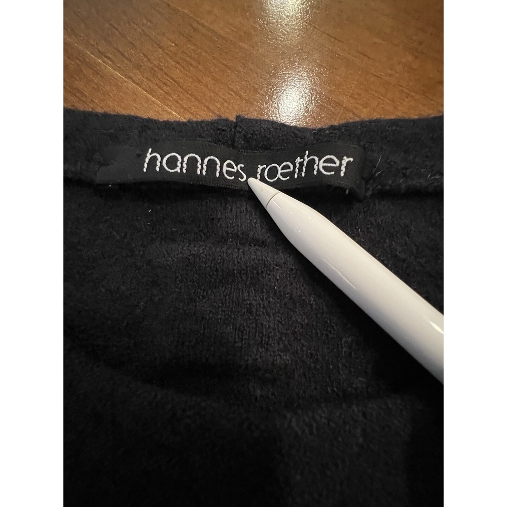 Hannes Roether Black Wm's Virgin Wool Sweater Size XS Rolled Hem Collar - Picture 7 of 15